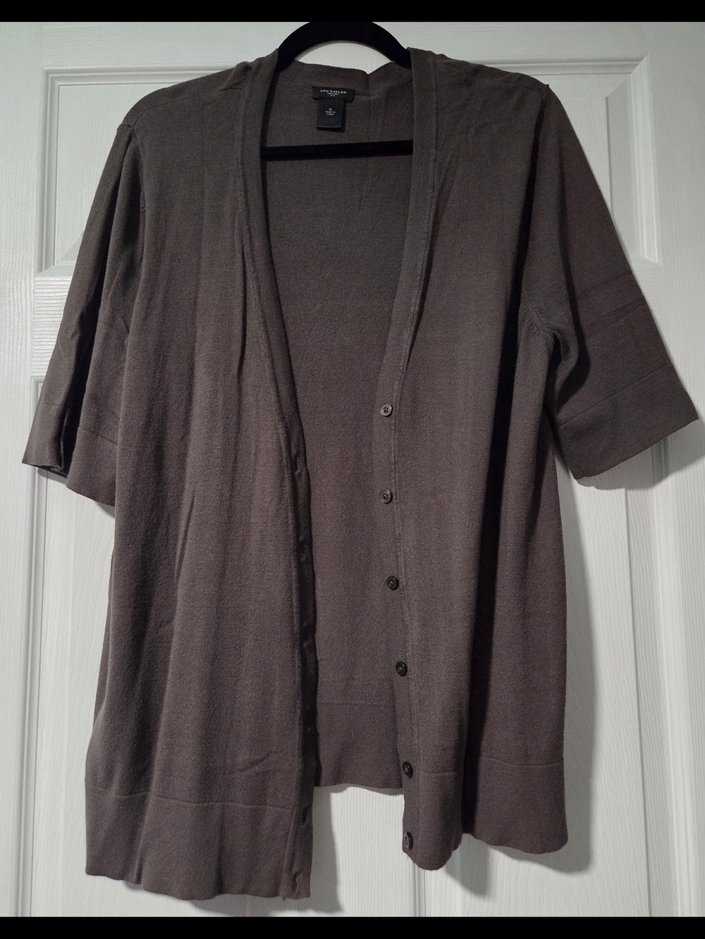 Ann Taylor Brown Open-Front Knit Cardigan